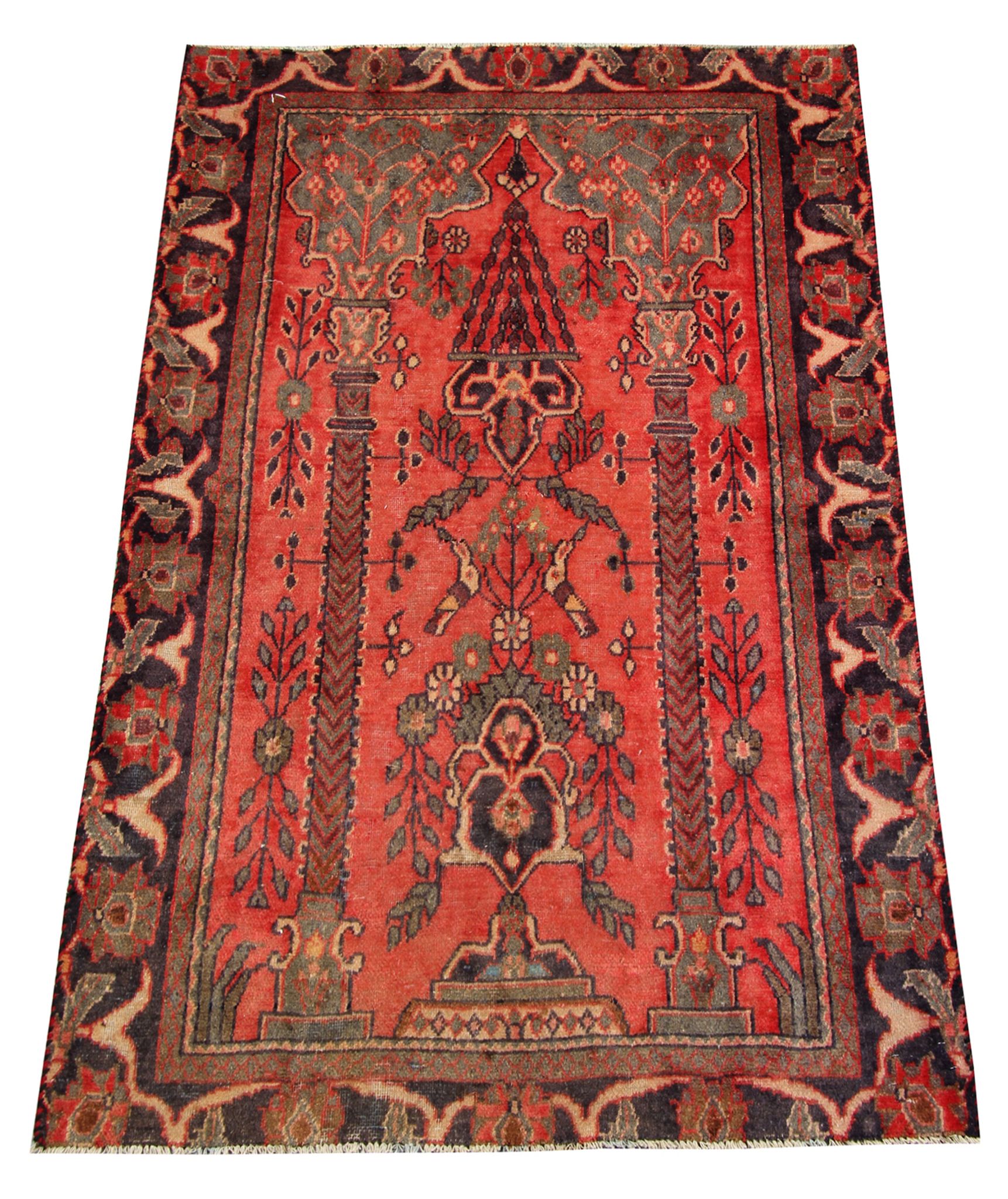 Vintage Red Wool Persian Area Rug- 110x170cm