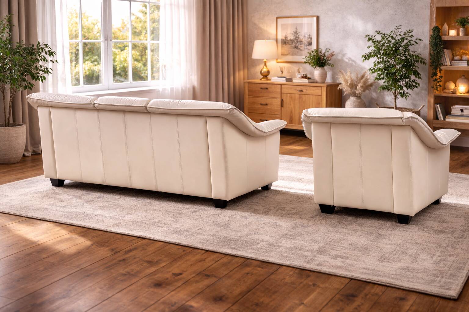 Vintage 2-Piece Leather Sofa Set — 2-Seater + 3-Seater — Second Half of the