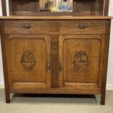 1930s Art Deco 2-part oak kitchen sideboard