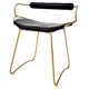 Contemporary Bar Stool with Backrest in Aged Brass Metal and Organic Black Leather