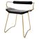 Contemporary Bar Stool with Backrest in Aged Brass Metal and Organic Black Leather