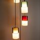 Hanging lamp with five elements in white opaline glass and coloured Murano glass by Putzler Pelill Production, 1960s.