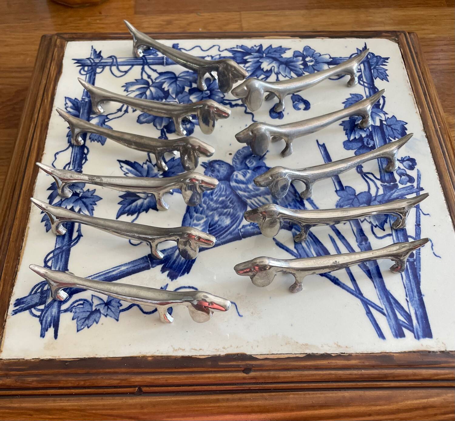 Set of 11 dachshund dog knife holders