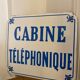 Old enamelled plate "telephone booth"