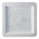White Ceramic Plate with Etched Rooster Relief – Vintage Mid-Century Square Plate, Jacques Innocenti Style