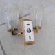 Pair of vintage wall lights from the 50s and 60s in brass glass