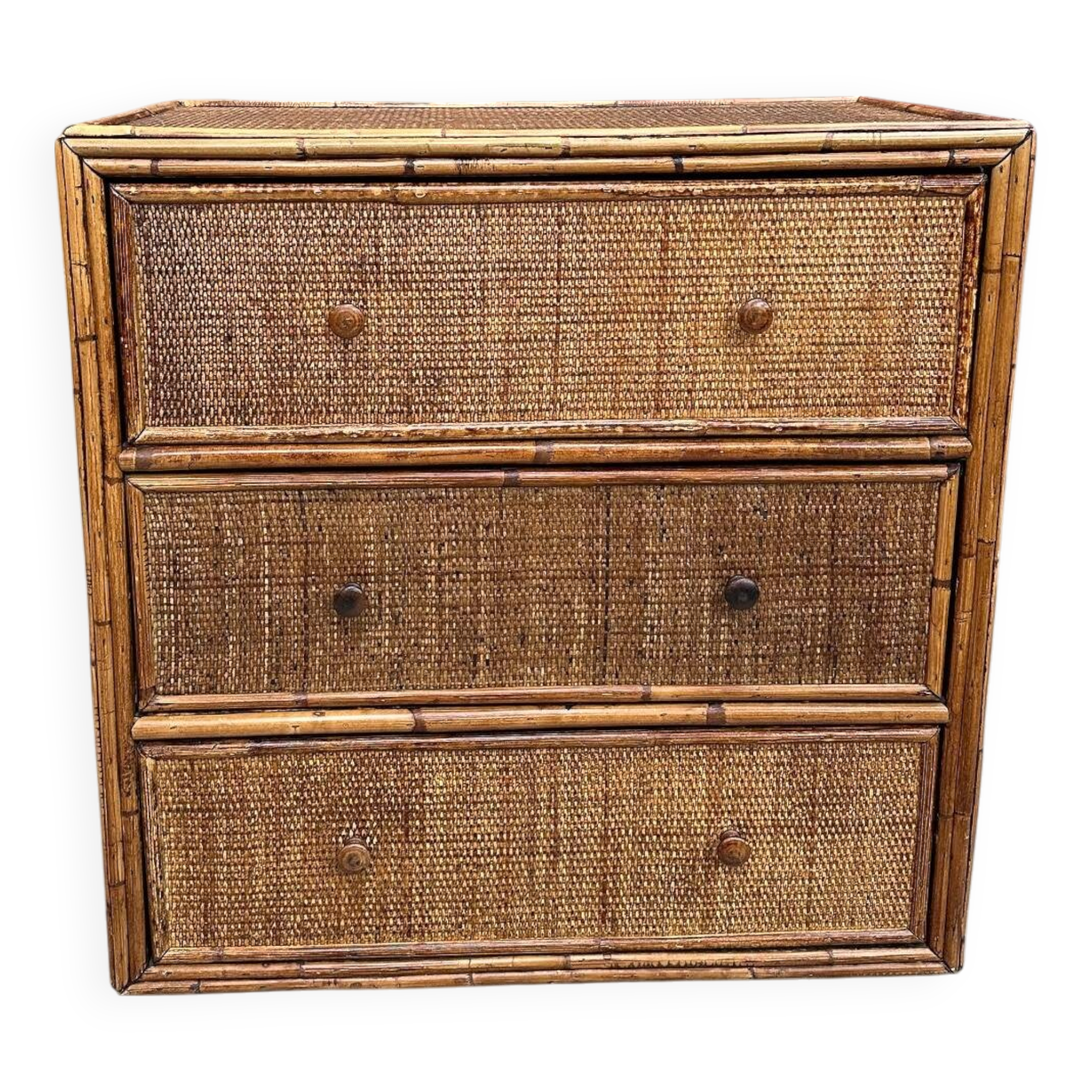 1960s rattan chest of drawers