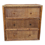1960s rattan chest of drawers