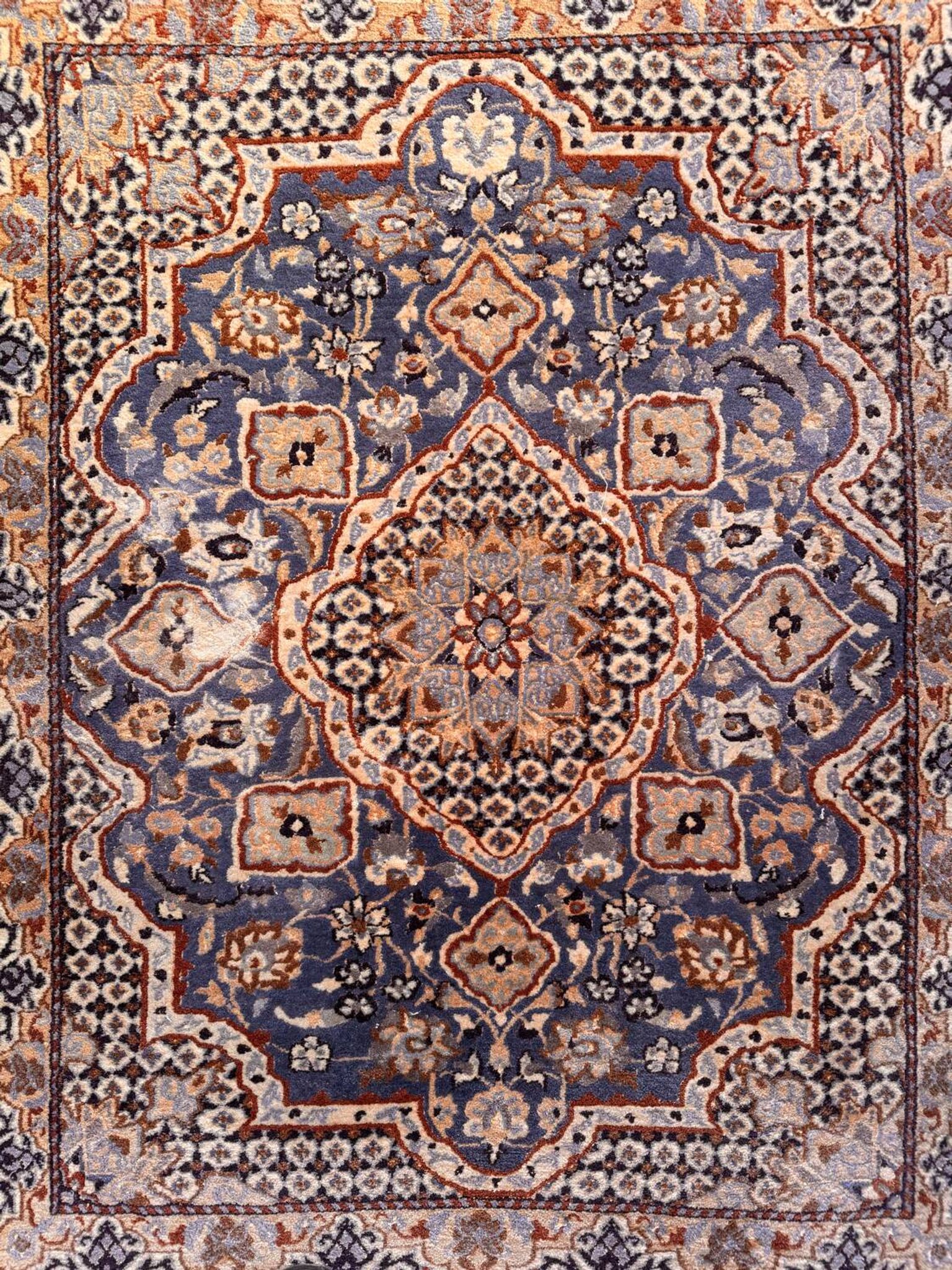 Persian Nain carpet made of wool and silk