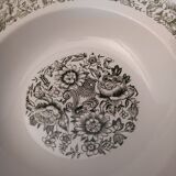 Plat de service creux ancien en porcelaine Motif Floraux verts