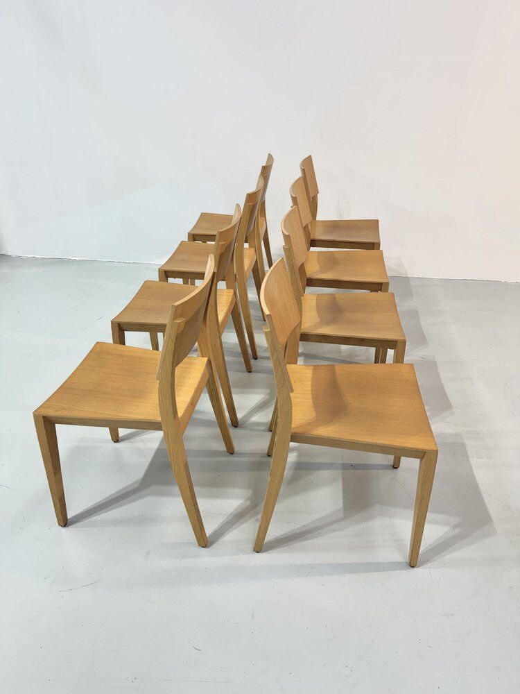 Vintage beech dining chairs, 1980s, set of 8