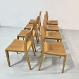 Vintage beech dining chairs, 1980s, set of 8