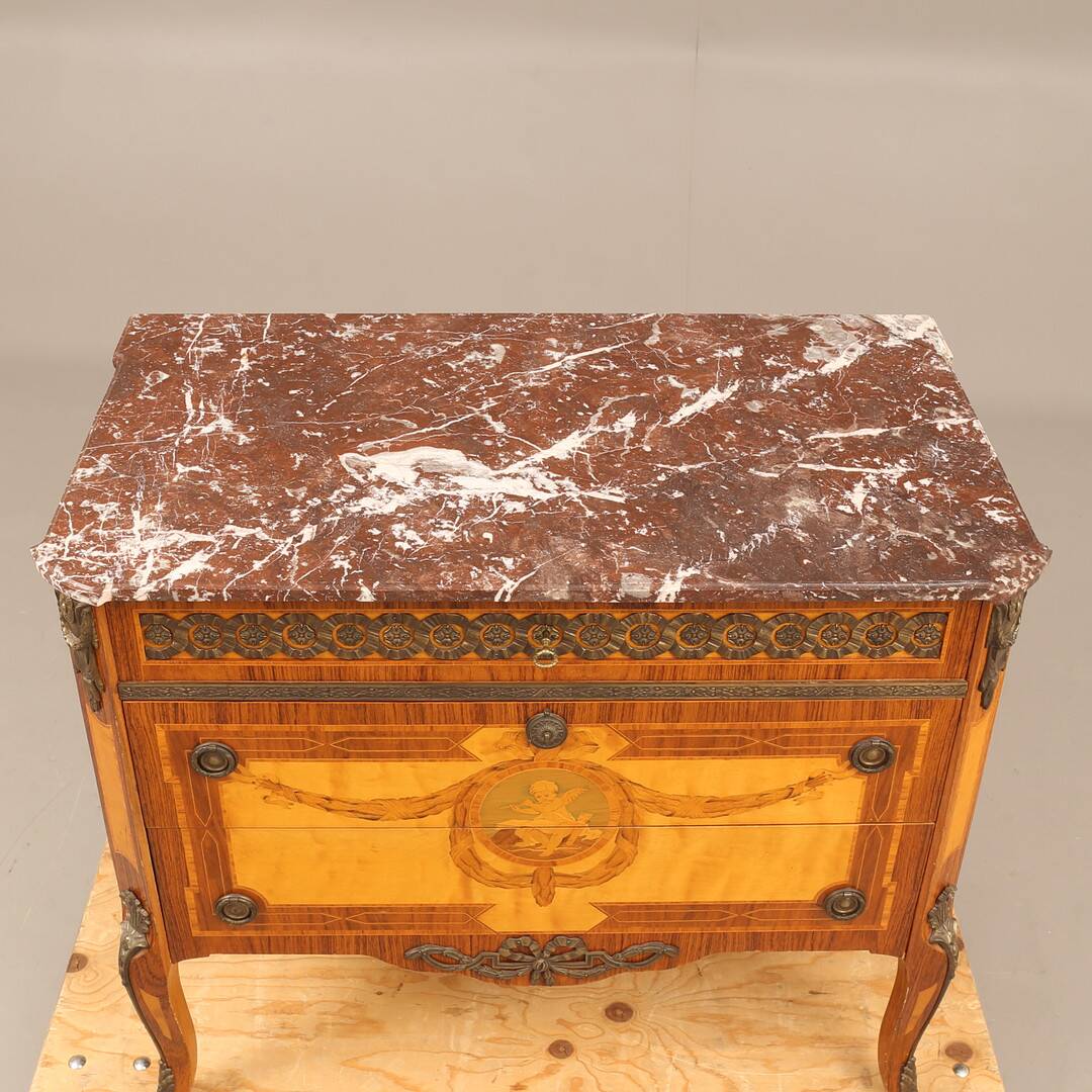 Gustavian Style Chest of Drawers with Intarsia Decor