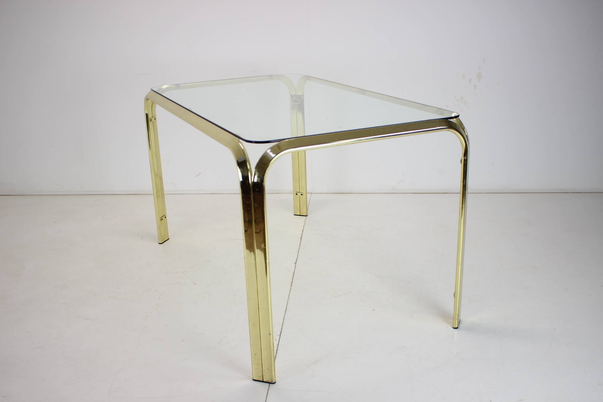 Midcentury brass and glass dining table, germany 1970s