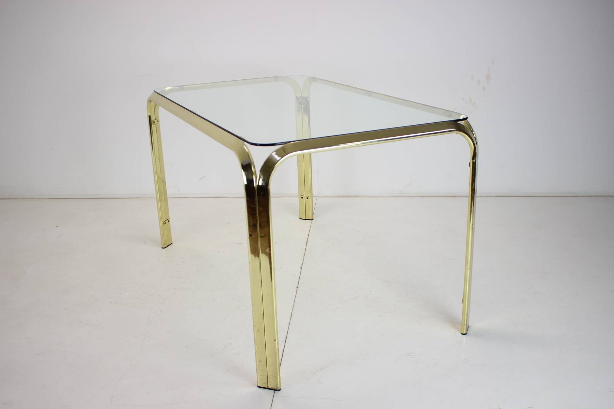 Midcentury brass and glass dining table, germany 1970s