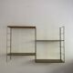 Etagere String acier faux bois, montants torsadé or 1960