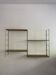 Steel string shelf, faux wood, twisted gold uprights 1960.