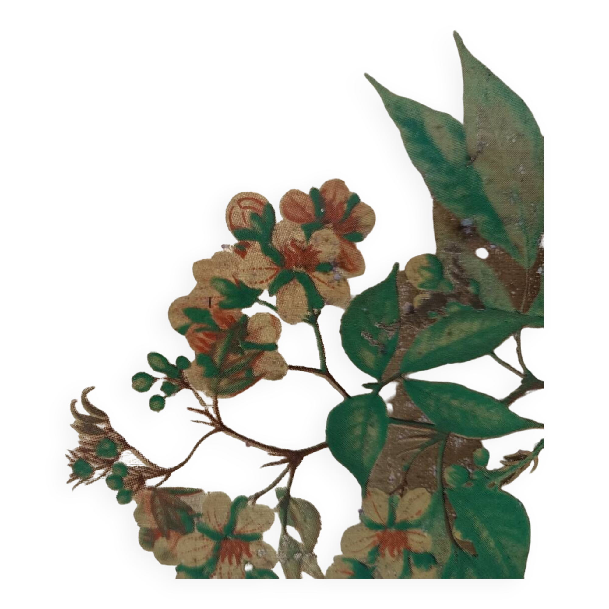 Key holder in wood and brass flower illustration