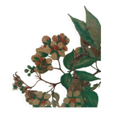 Key holder in wood and brass flower illustration