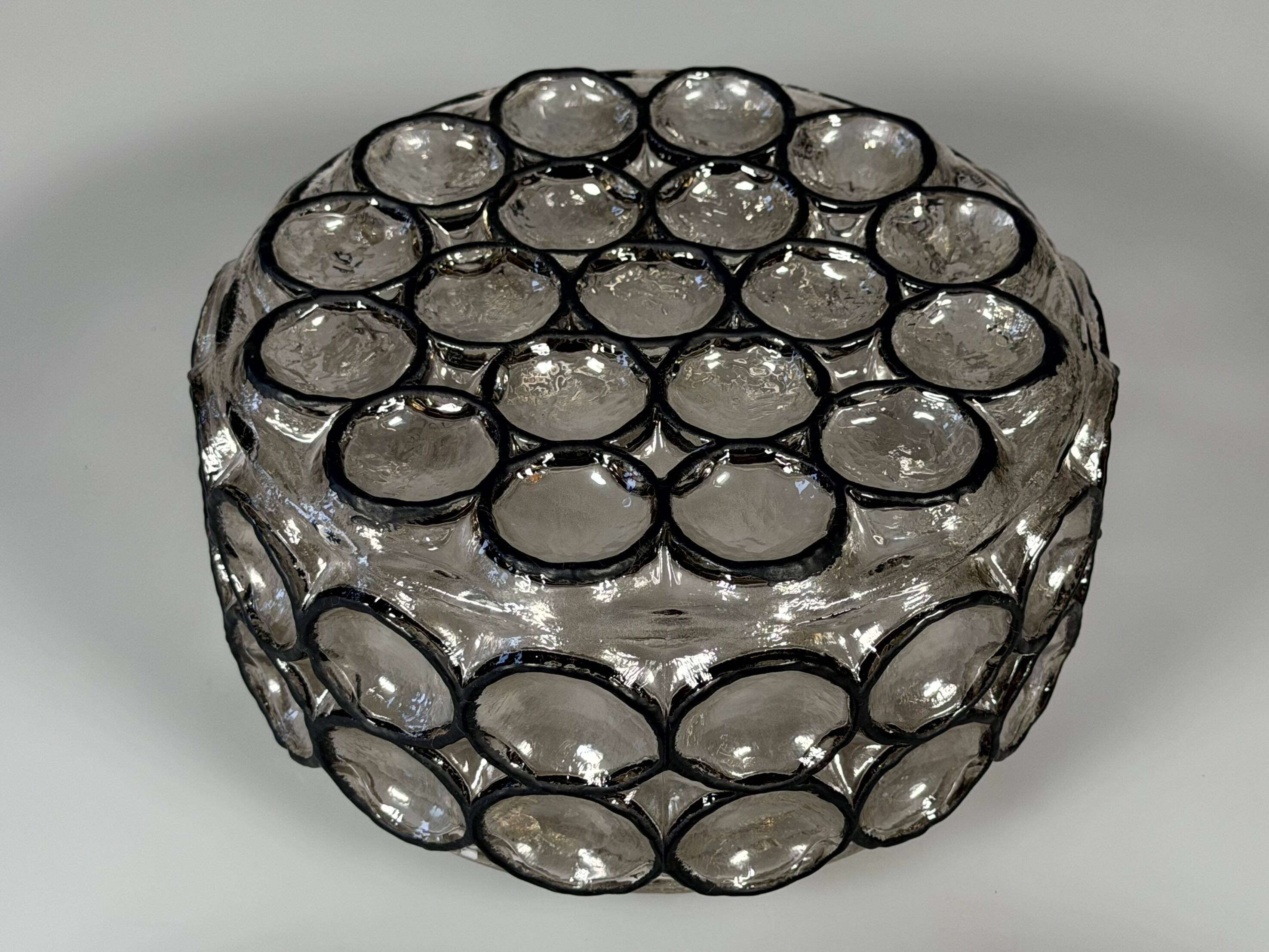 Plafonnier des années 60 70 Glashütte Limburg Allemagne en verre et métal