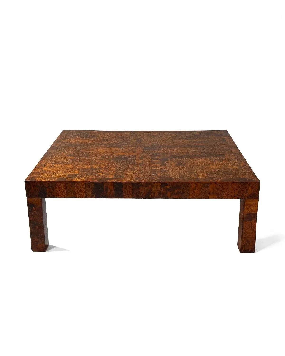 Coffee table made of solid elm burl, patchwork, Belgium, 1990s