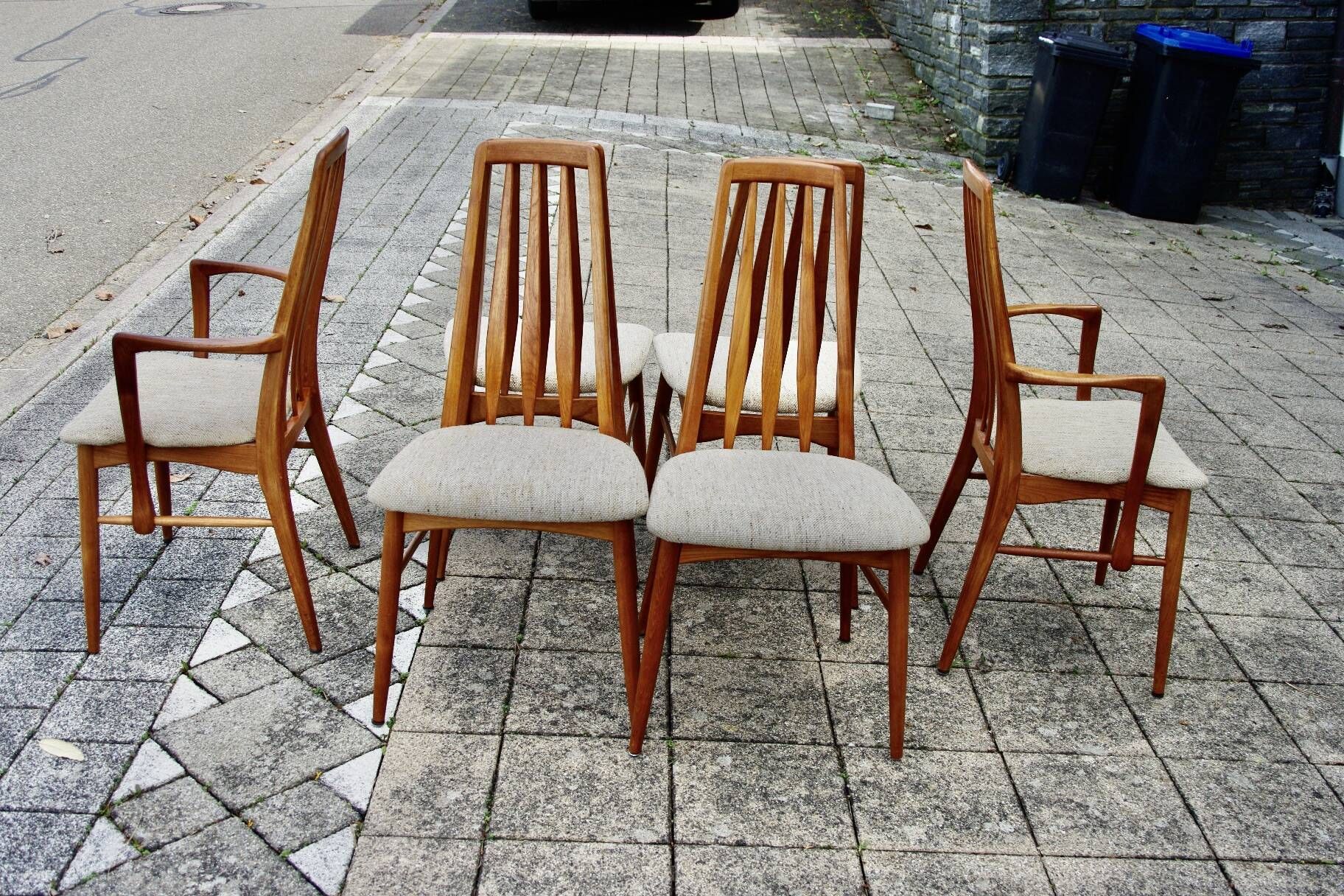 Set of 4 chairs and a pair of vintage eva armchairs by nils koefoed