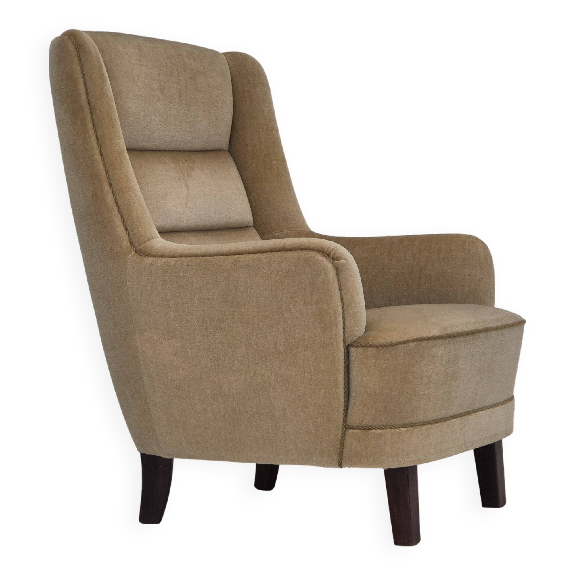 1970s, Danish highback armchair, original condition, furniture velour.