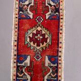 Small Vintage Turkish Rug 85x45 cm, Short Runner, Tribal, Shabby Chic