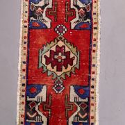 Small Vintage Turkish Rug 85x45 cm, Short Runner, Tribal, Shabby Chic