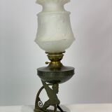 Lampe à kérosène dans le style Art Nouveau en laiton bruni, années 1920