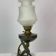 Kerosene lamp in the style in Art Noveau of burnished brass, 1920s
