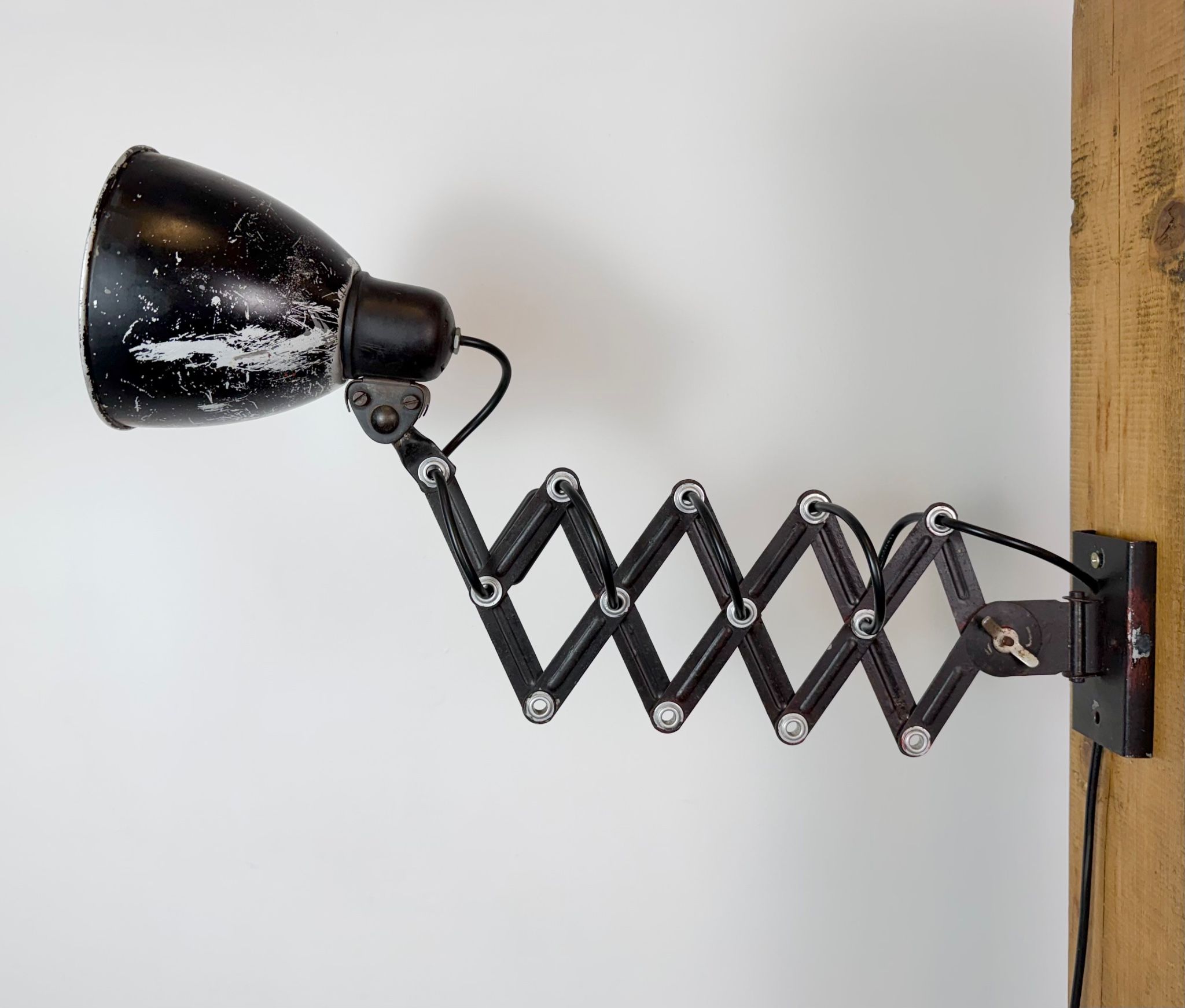 Industrial Black Scissor Wall Lamp, 1950s