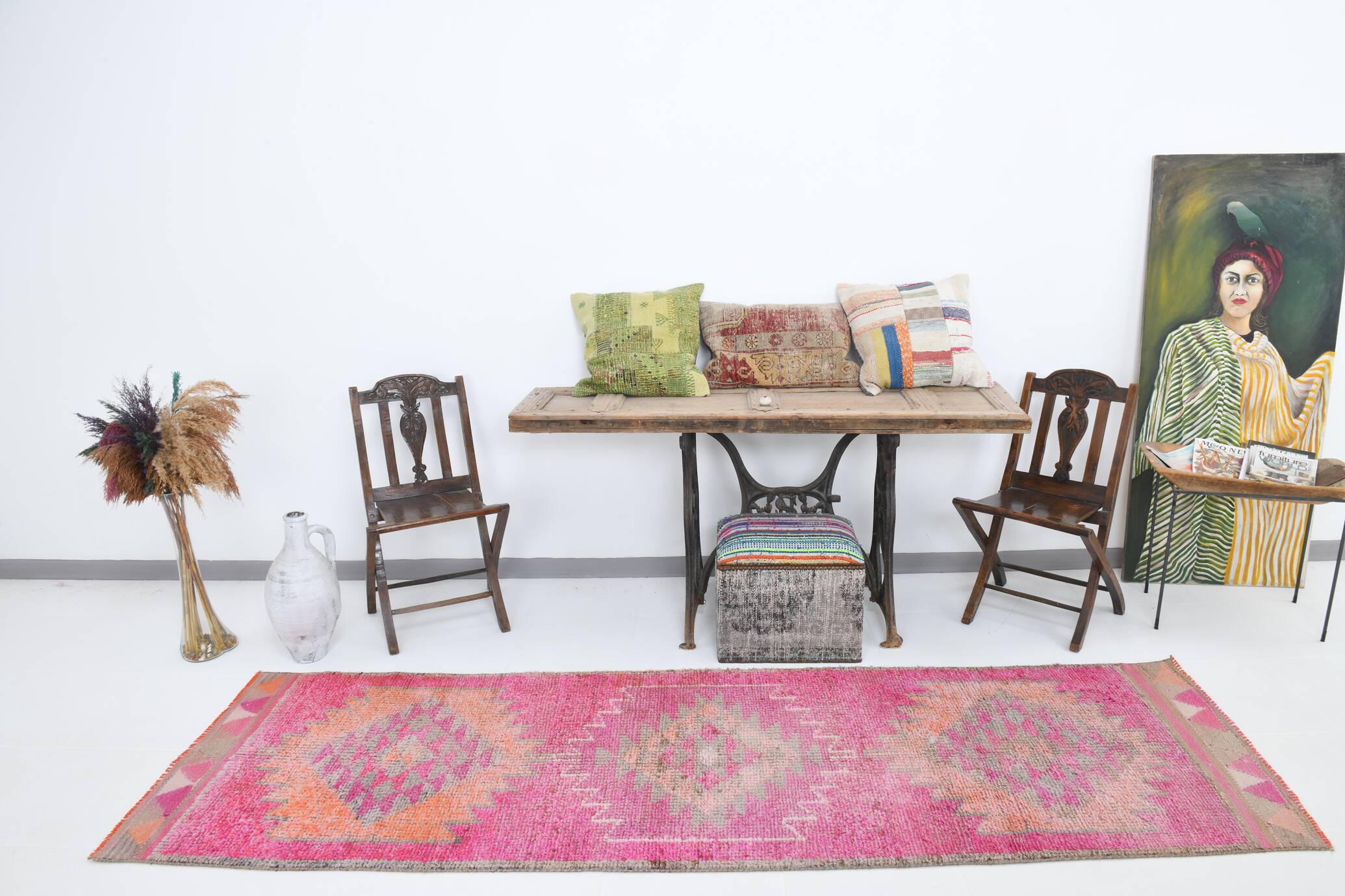 3x10 Oriental Pink Wool Turkish Runner Rug, 89x295Cm SK 18196