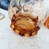 Salmon pink glass decanter