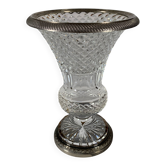 Baluster Vase in Cut Crystal and Silvered Bronze, Charles X Period