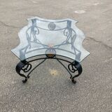 Wrought iron coffee table with glass top