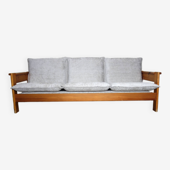 Brutalist pine sofa, 60s/70s
