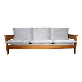 Brutalist pine sofa, 60s/70s