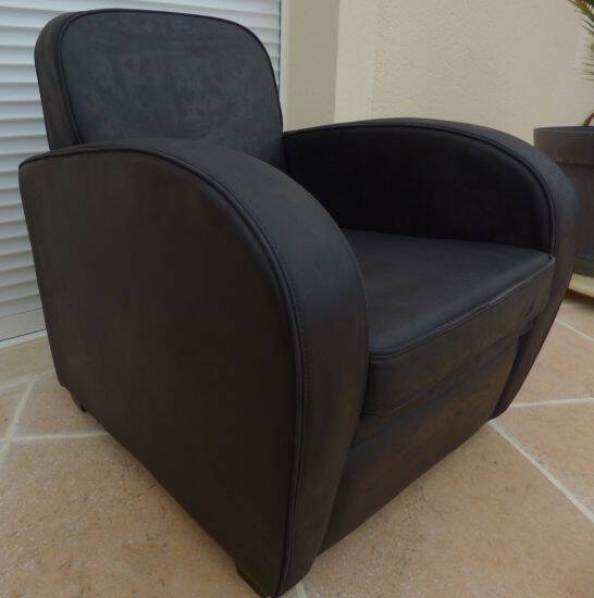 Black grey leather club chair - Very good condition