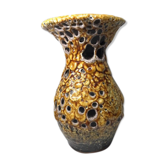 Vase émaux miel vintage en céramique