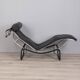 Vintage 1980s Metal and Leather Chaise Lounge, Italian Design