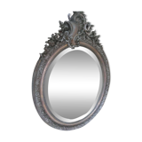 Napoleon iii period oval medal mirror, louis xv style, beveled glass