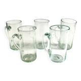 Tasses en verre bullé et craquelé