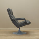 Grey leather swivel armchair, Danish design, 1960s, designer: Geoffrey Harcourt, manufacturer: Artif