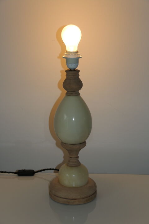 Marble and wood lamp base 400mm (without shade)