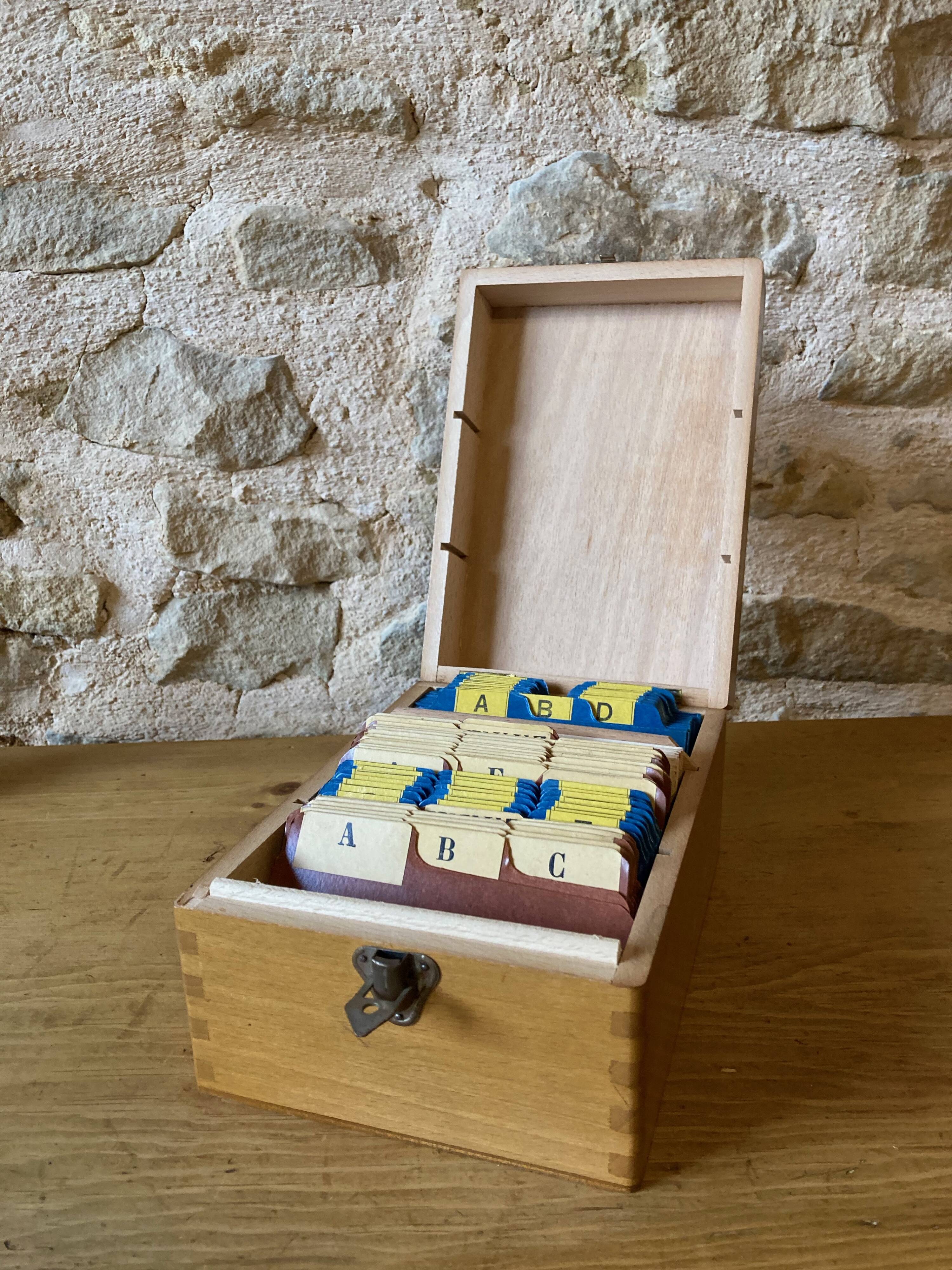 Wooden index card/directory box, 1950s