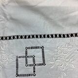 Old linen sheet with monogram embroidery