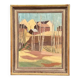 Original Swedish Oil on Panel – "Huts Behind the Trees" – Signed – Vintage & Framed – 51 × 43 cm (20.1" × 16.9")