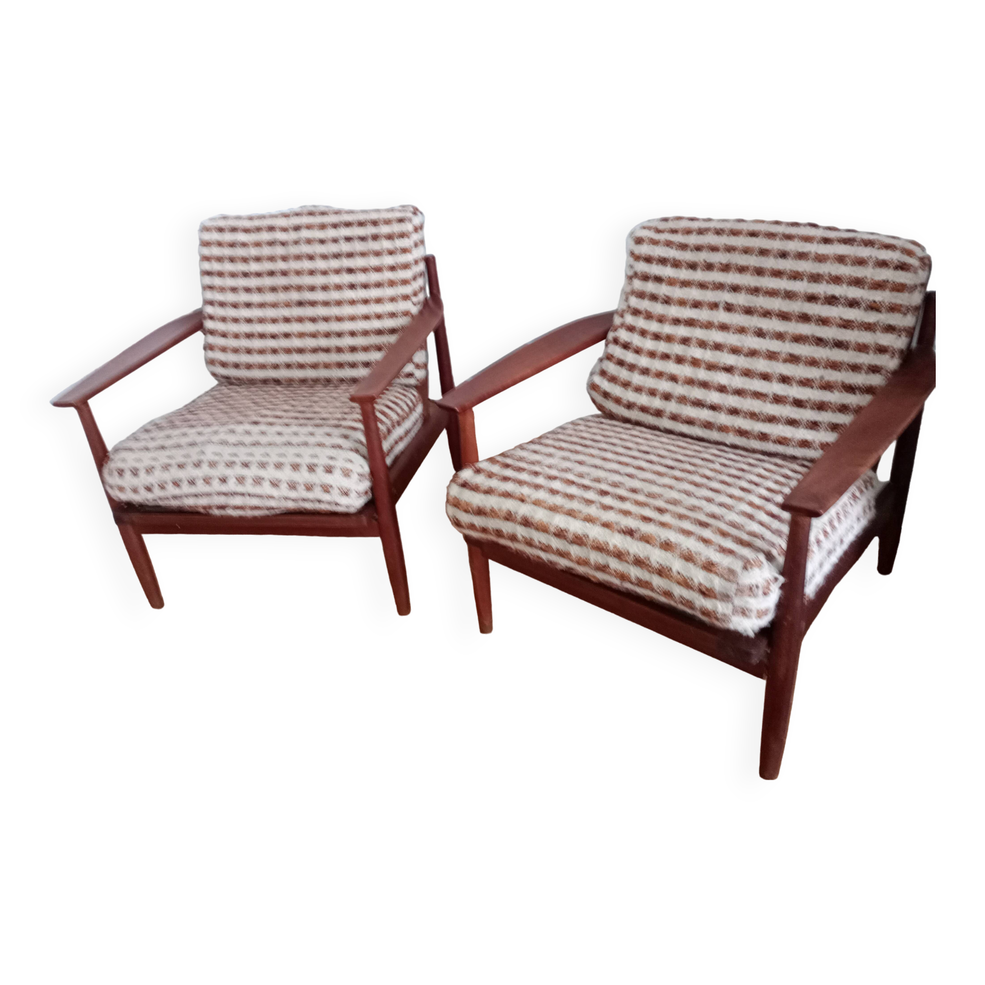 Pair of vintage Scandinavian teak armchairs.