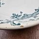 Antique compote dish Faïencerie de Lyon Marine, ironstone with blue-green decoration, 19th century.